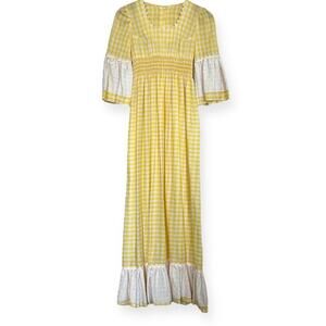 Candi Jones California Vintage Yellow Prairie Maxi Dress Sz 5
